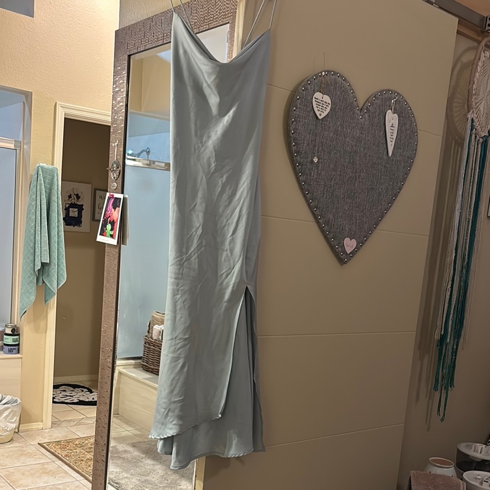 ASTR satin elegant Light Blue Slip Dress